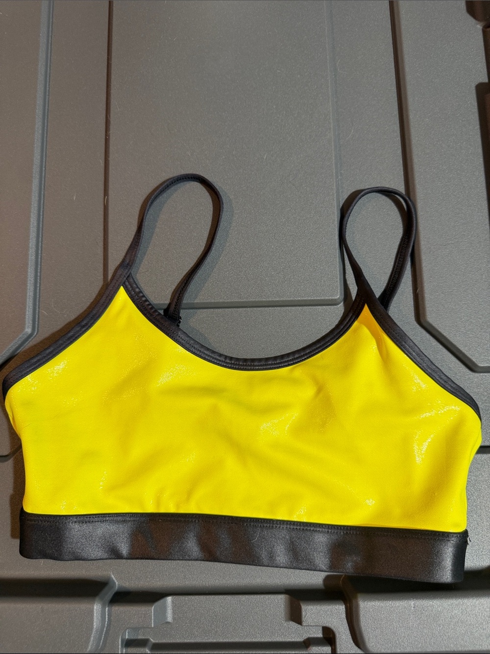 Zyia Metallic Yellow Sports Bra with Black Trim - High Support